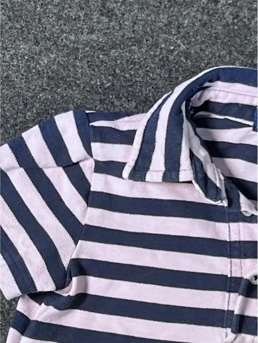 Polo Ralph Lauren Polo Shirt Girls 3T Pink Blue Stripe EUC S/S Cotton
